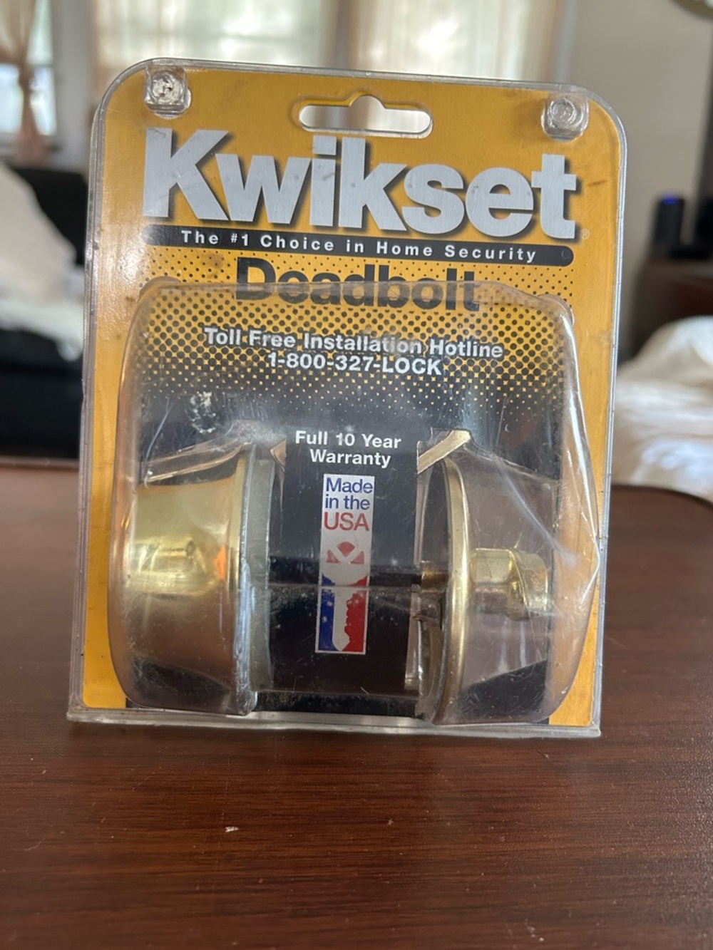 NOS Kwikset Polished Brass Deadbolt, 2 keys, instructions, circa ‘1997